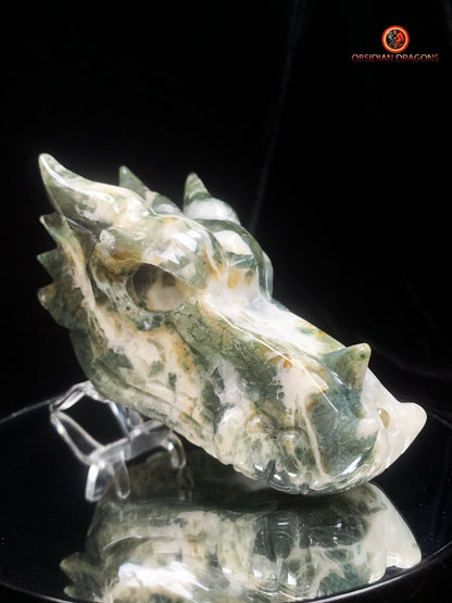 Crâne de dragon- Agate mousse- Artisanal | obsidian dragons