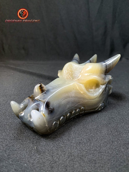 Crâne de dragon- artisanal- géode de quartz- unique