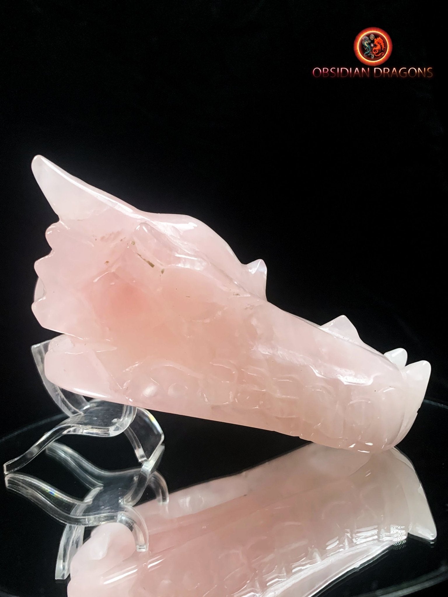 Crâne de dragon- Quartz rose- Artisanal