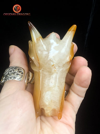 Crâne de dragon- Geode de quartz- Artisanal | obsidian dragons