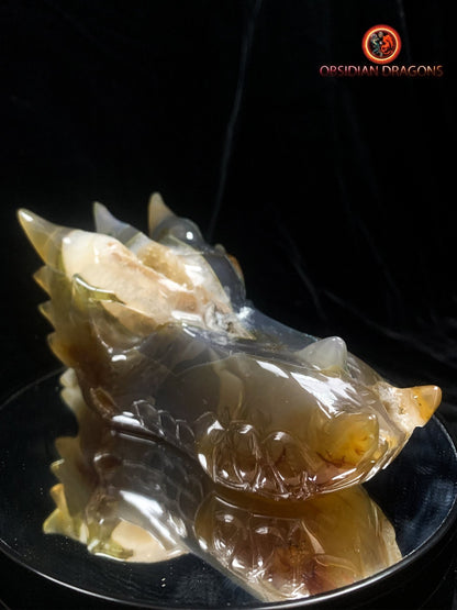 Crâne de dragon- Méditation draconique- Geode de quartz | obsidian dragons