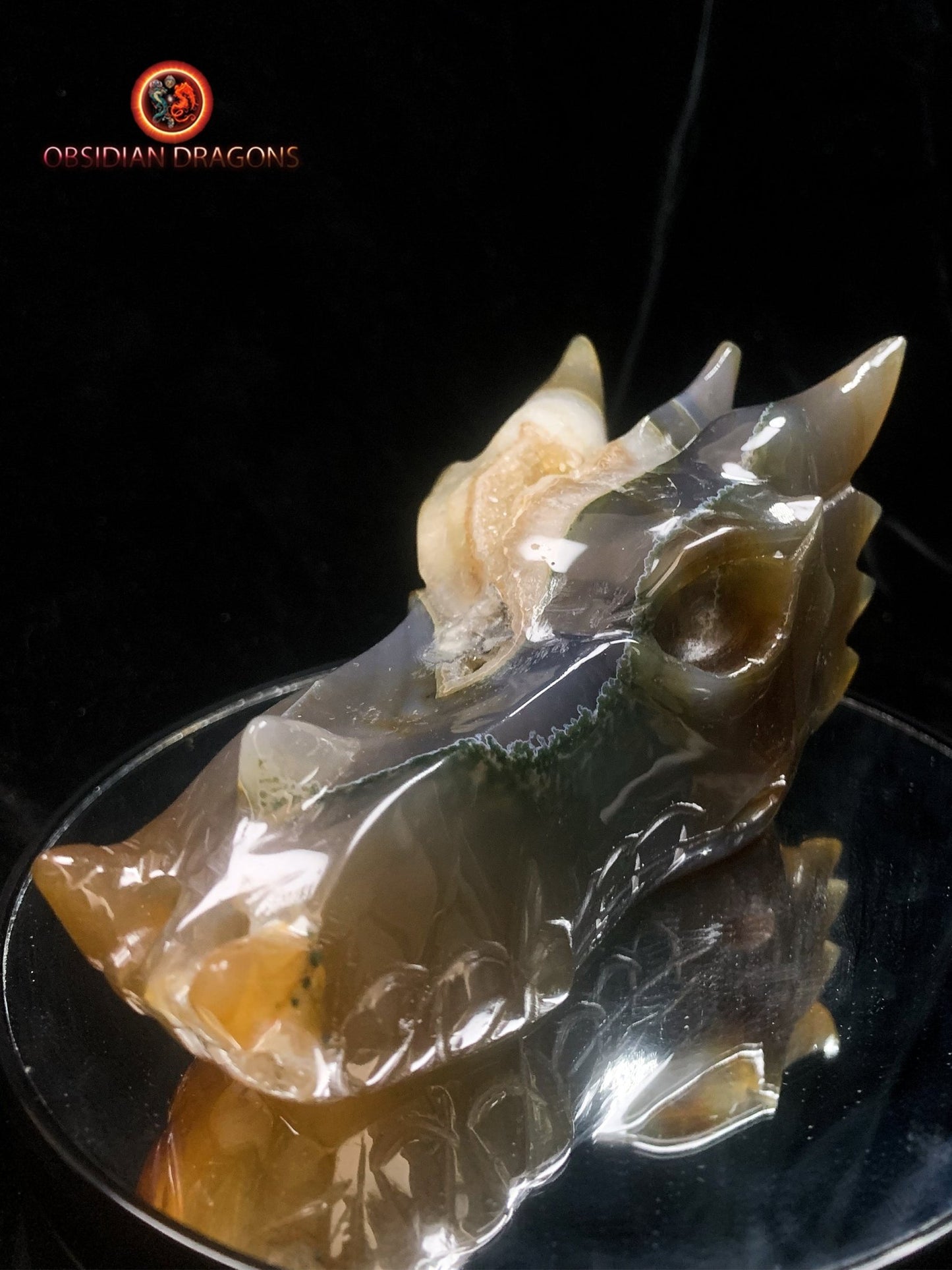 Crâne de dragon- Méditation draconique- Geode de quartz | obsidian dragons