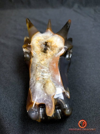 Crâne de dragon- artisanal- géode de quartz