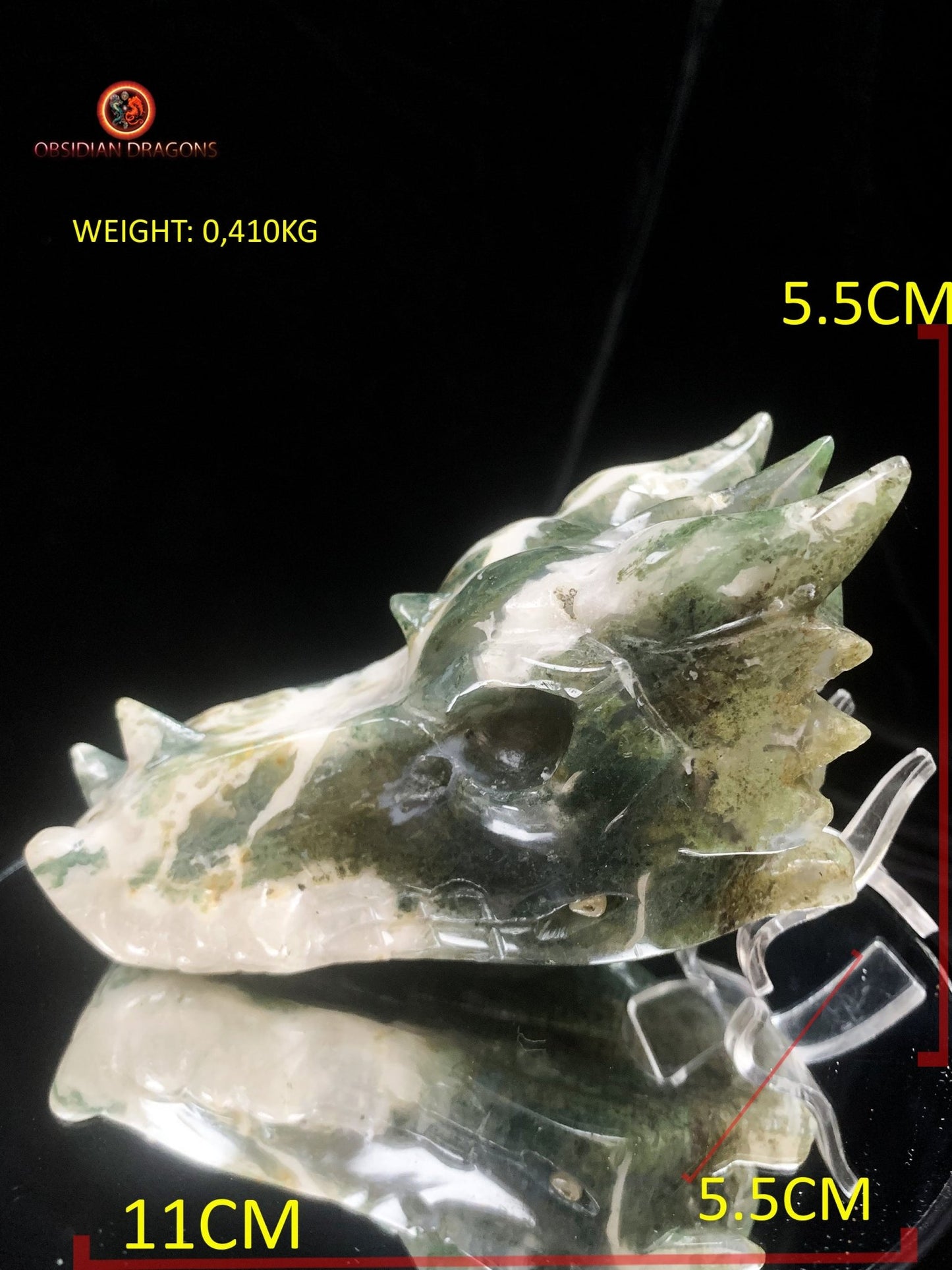 Crâne de dragon- Agate mousse- Artisanal | obsidian dragons