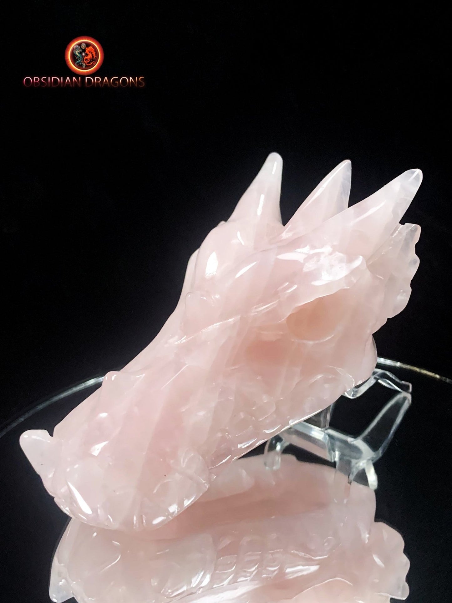 Crâne de dragon en quartz rose- pièce unique