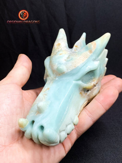 crâne de dragon- artisanal- amazonite- unique