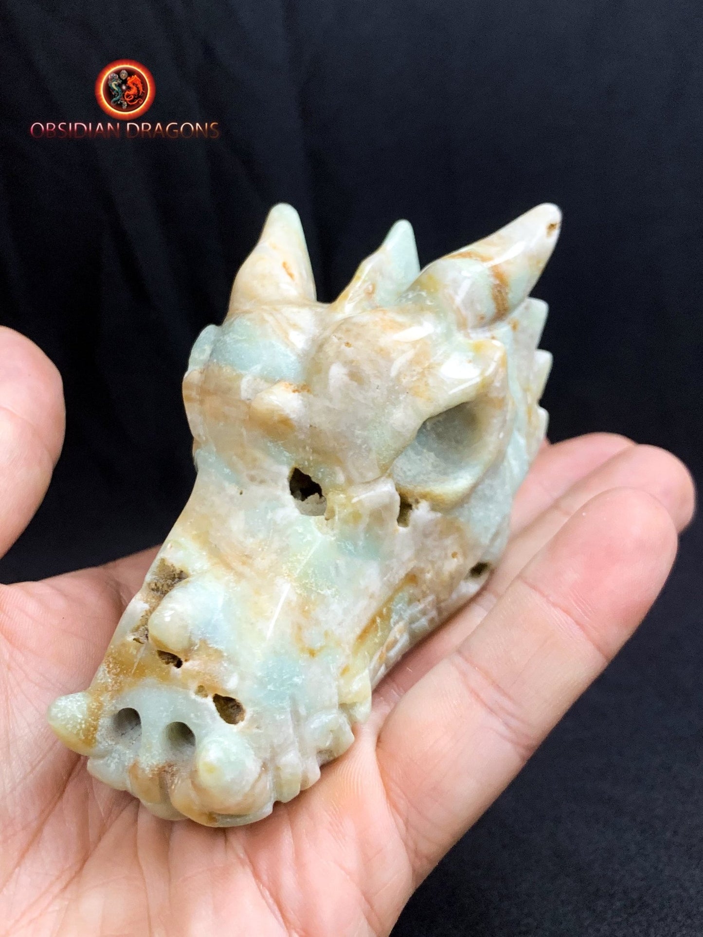 crâne de dragon- artisanal- amazonite- unique
