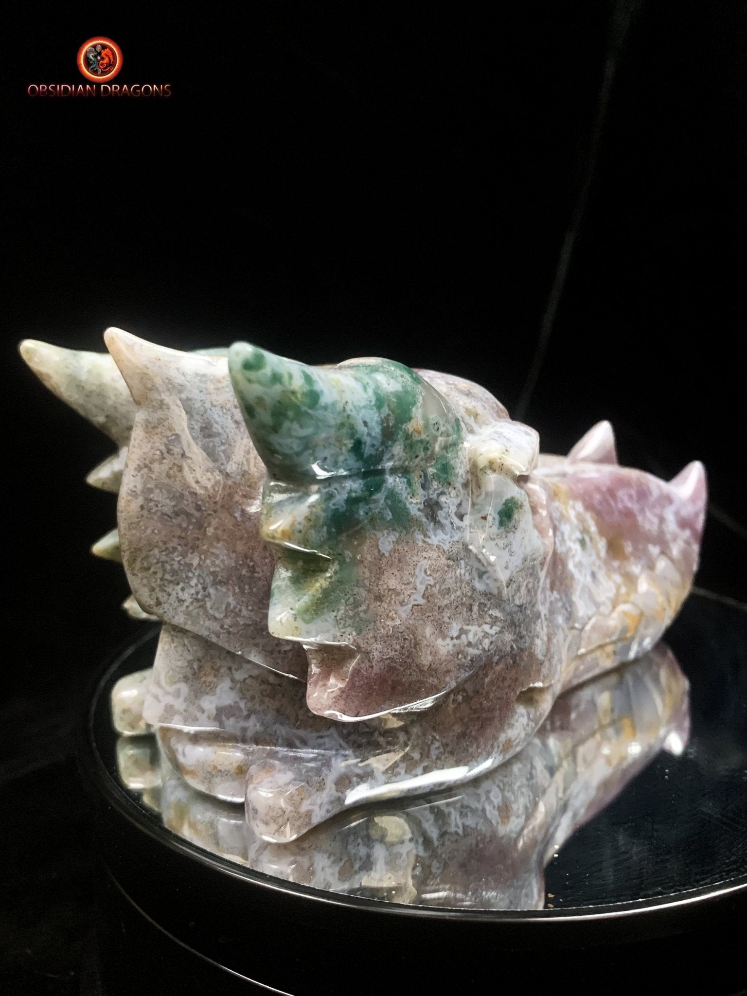 CRÂNE DE DRAGON- AGATE MOUSSE- UNIQUE | obsidian dragons