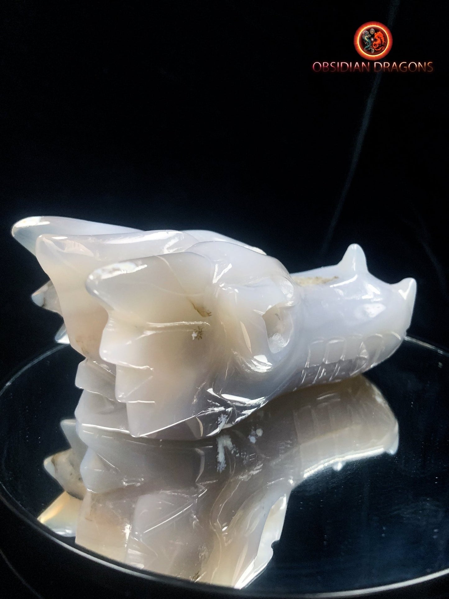 Crâne de dragon- Geode de quartz- méditation - obsidian dragons