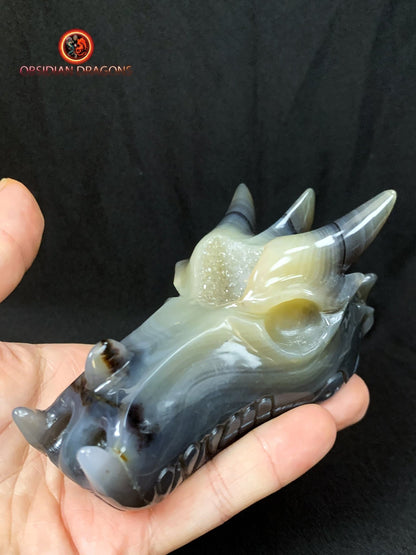 Crâne de dragon- artisanal- géode de quartz- unique