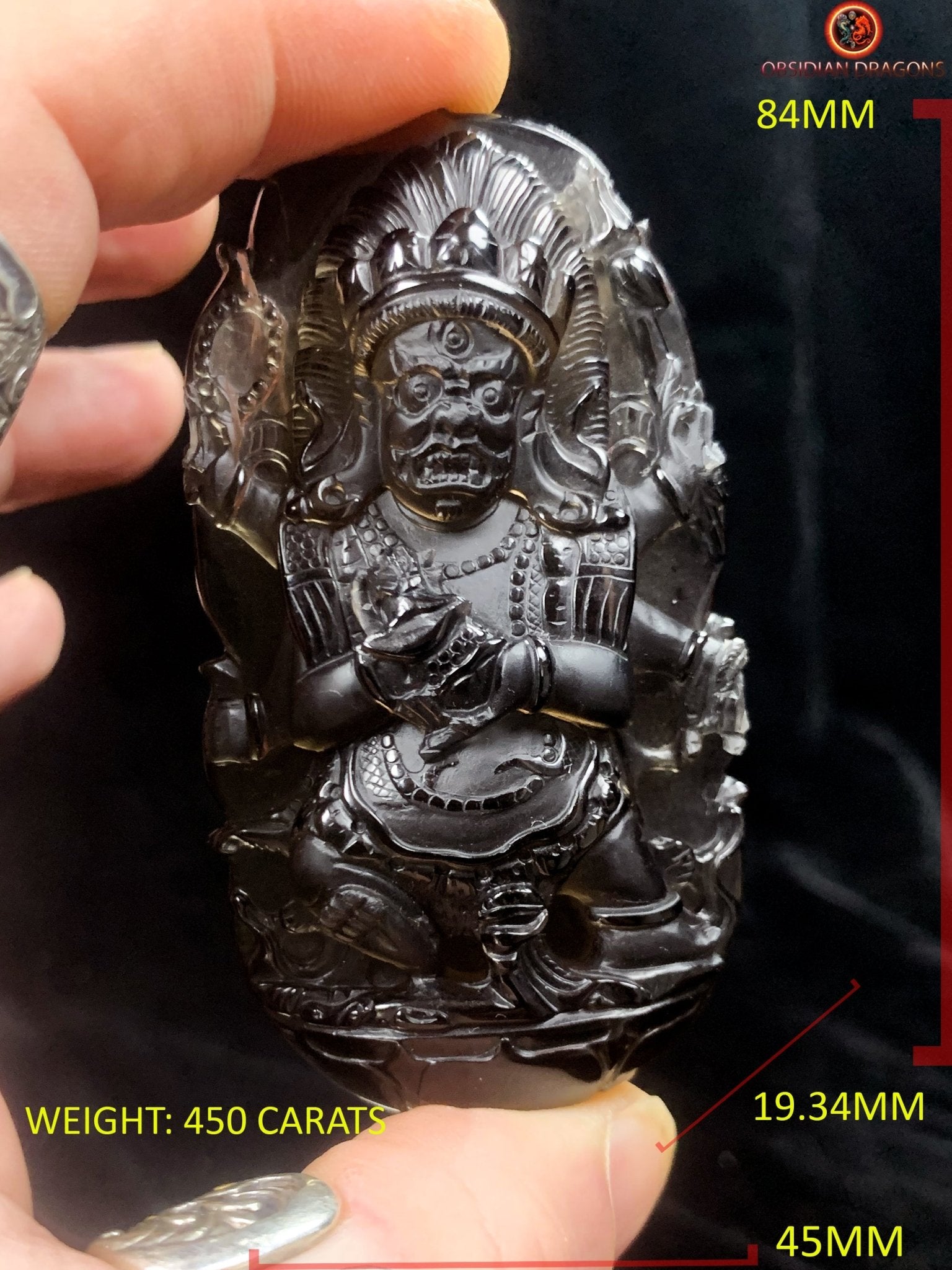Pierre votive bouddhiste- Mahakala- Quartz fumé- Rare | obsidian dragons