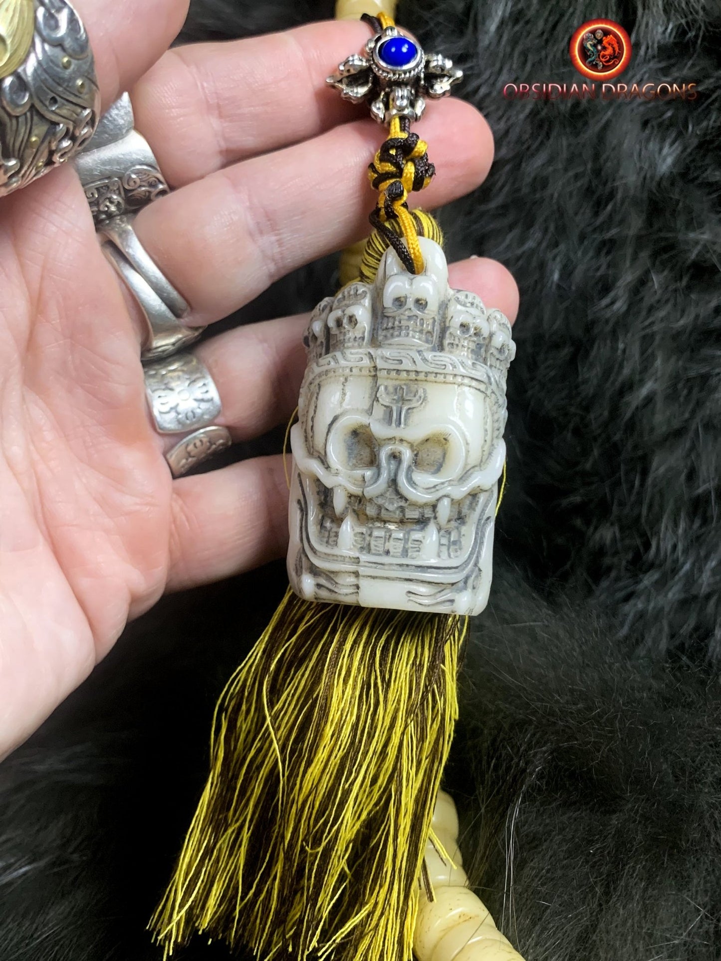 Mala tibétain en os- traditionnel- Ghau ancien