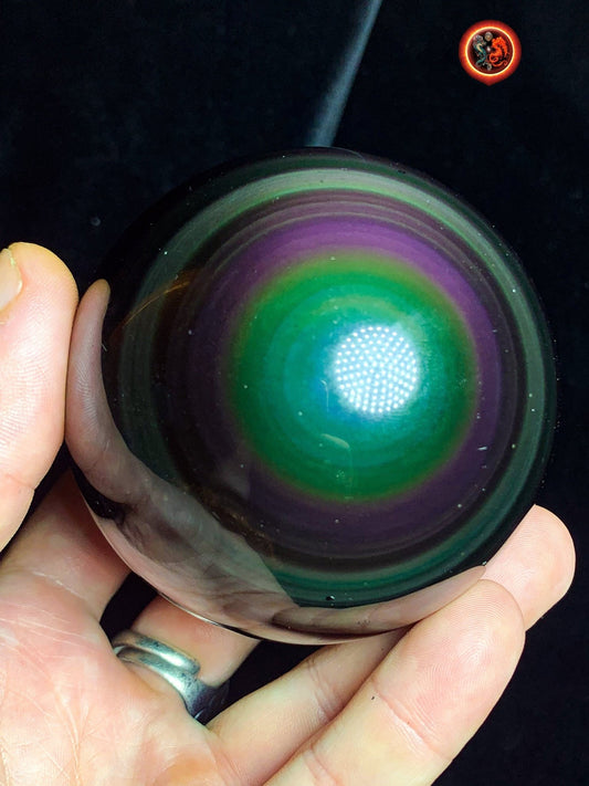sphère en obsidienne oeil celeste de qualité A+. Mexique. Naturelle, travail exceptionnel 0.564 kg 7.52 cm de diamètre - obsidian dragon