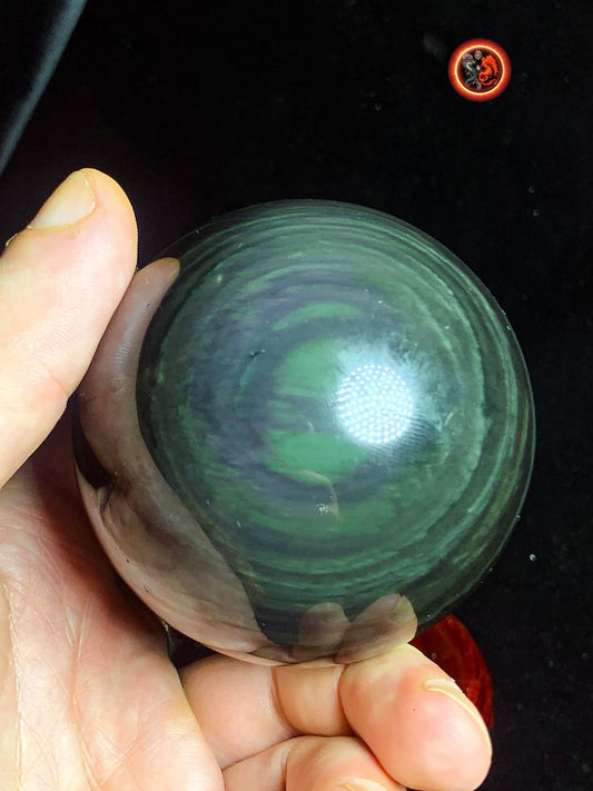 sphère en obsidienne oeil celeste de qualité A+. Mexique. Naturelle, travail exceptionnel 0.493 kg 7.19 cm de diamètre - obsidian dragon
