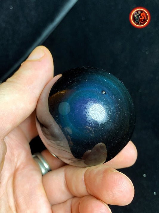 sphère en obsidienne oeil celeste de qualité A+. Mexique. Naturelle, travail exceptionnel 0.207 kg 5.35 cm de diamètre - obsidian dragon