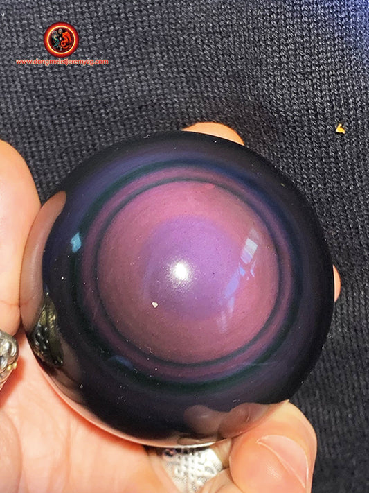 sphère en obsidienne oeil celeste de qualité exceptionnelle, pièce rare de collection. 0.362 kg 22.30cm de circonférence 7.10 cm de diamètre - obsidian dragon