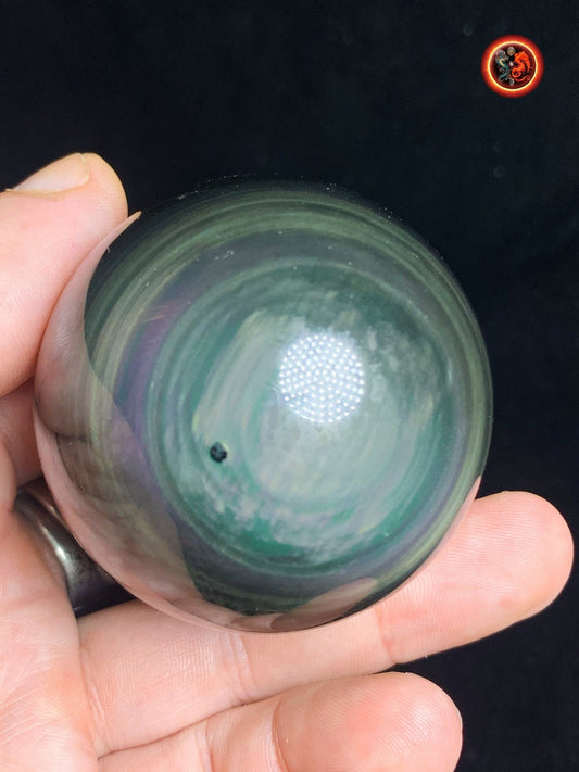 sphère en obsidienne oeil celeste de qualité A+. Mexique. Naturelle, travail exceptionnel 0.211 kg 5.46 cm de diamètre - obsidian dragon
