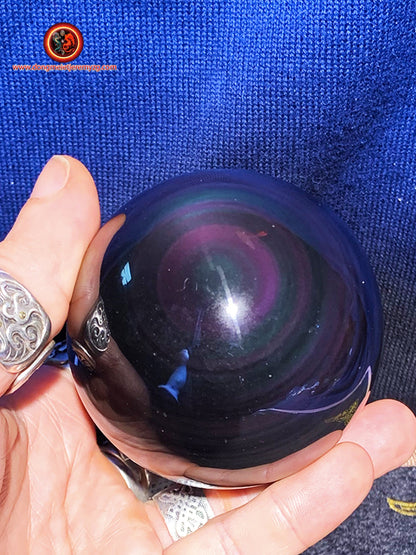 sphère en obsidienne oeil celeste de qualité A+. 0.488 kg 22.61cm de circonférence 7.20 cm de diamètre - obsidian dragon