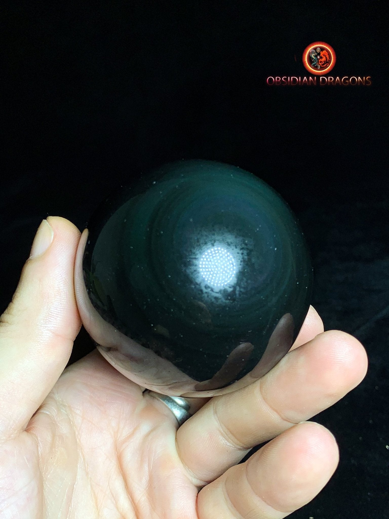 Sphère en obsidienne œil céleste - Unique - 6.60cm – obsidian dragons