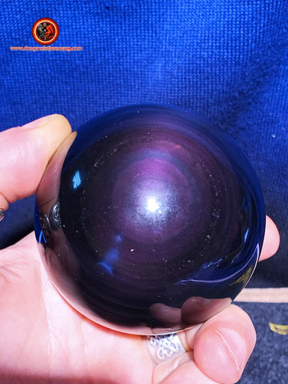 sphère en obsidienne oeil celeste de qualité A+. 0.488 kg 22.61cm de circonférence 7.20 cm de diamètre - obsidian dragon