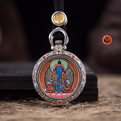 Pendentif tangka traditionnel- Ghau- bouddha Akashagarbha