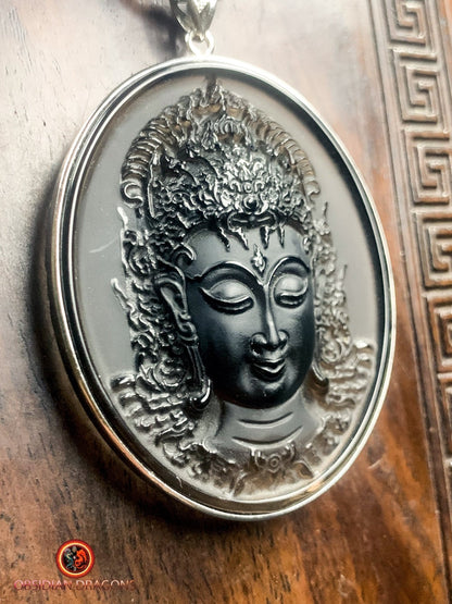 Pendentif bouddha en obsidienne glace- Tara