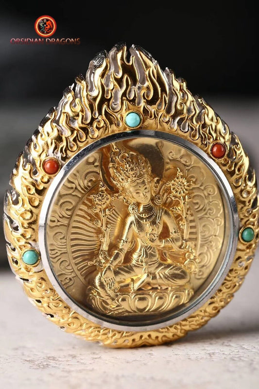 Pendentif ghau- Bouddha- Tara verte