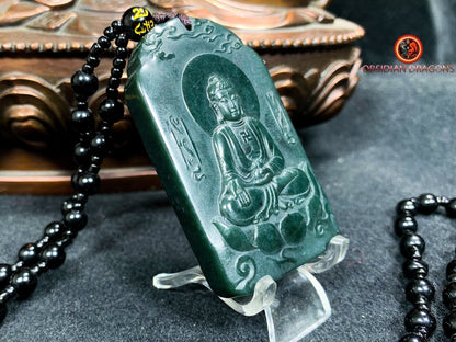 Pendentif bouddha Amitabha en jade néphrite naturel