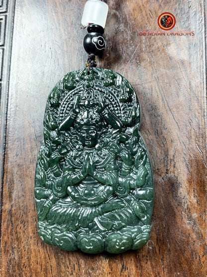 Pendentif bouddha en jade - Chenrezi