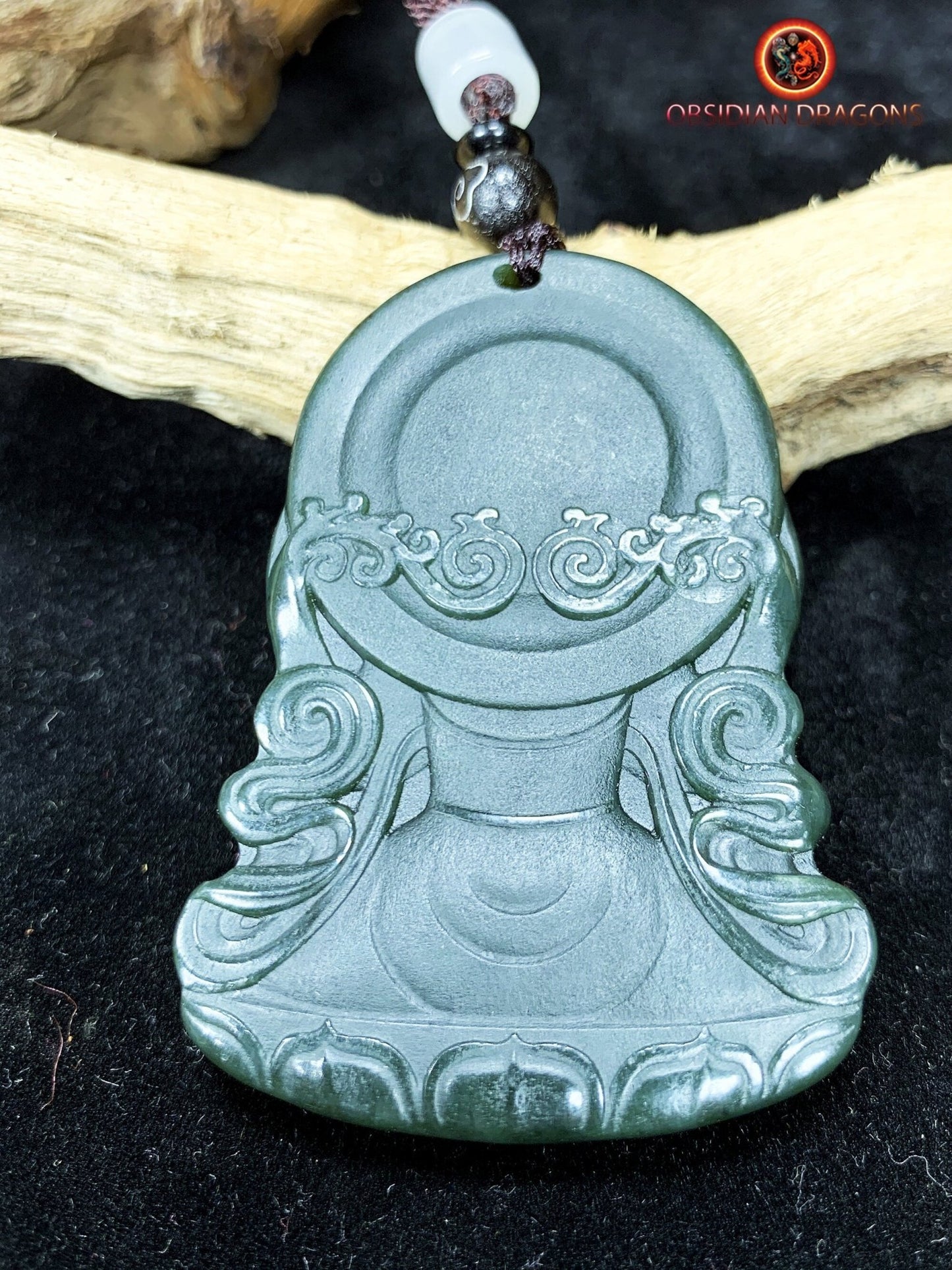 Pendentif bouddha en jade - Chenrezi en powa