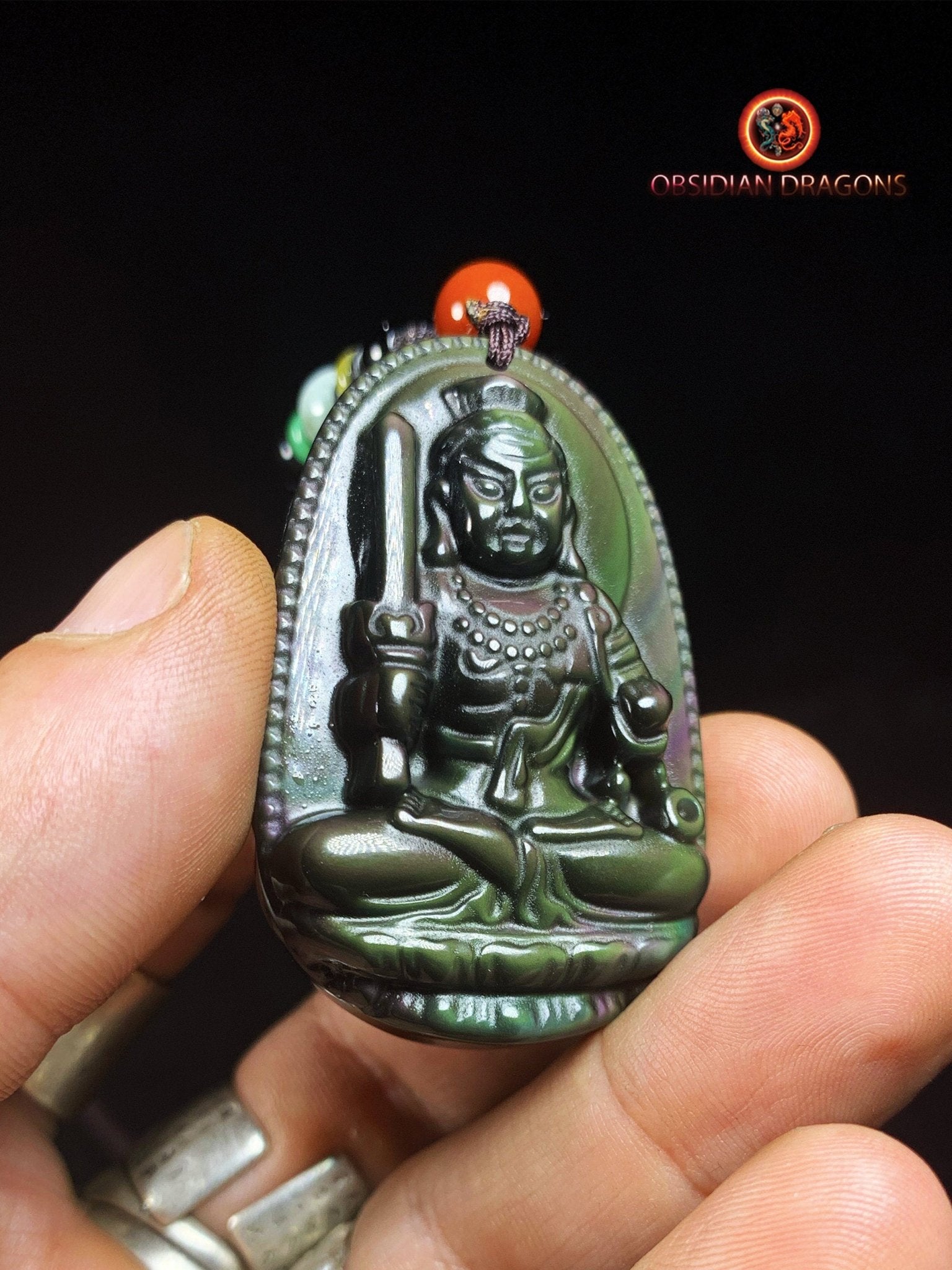 Pendentif bouddha en obsidienne- Acala