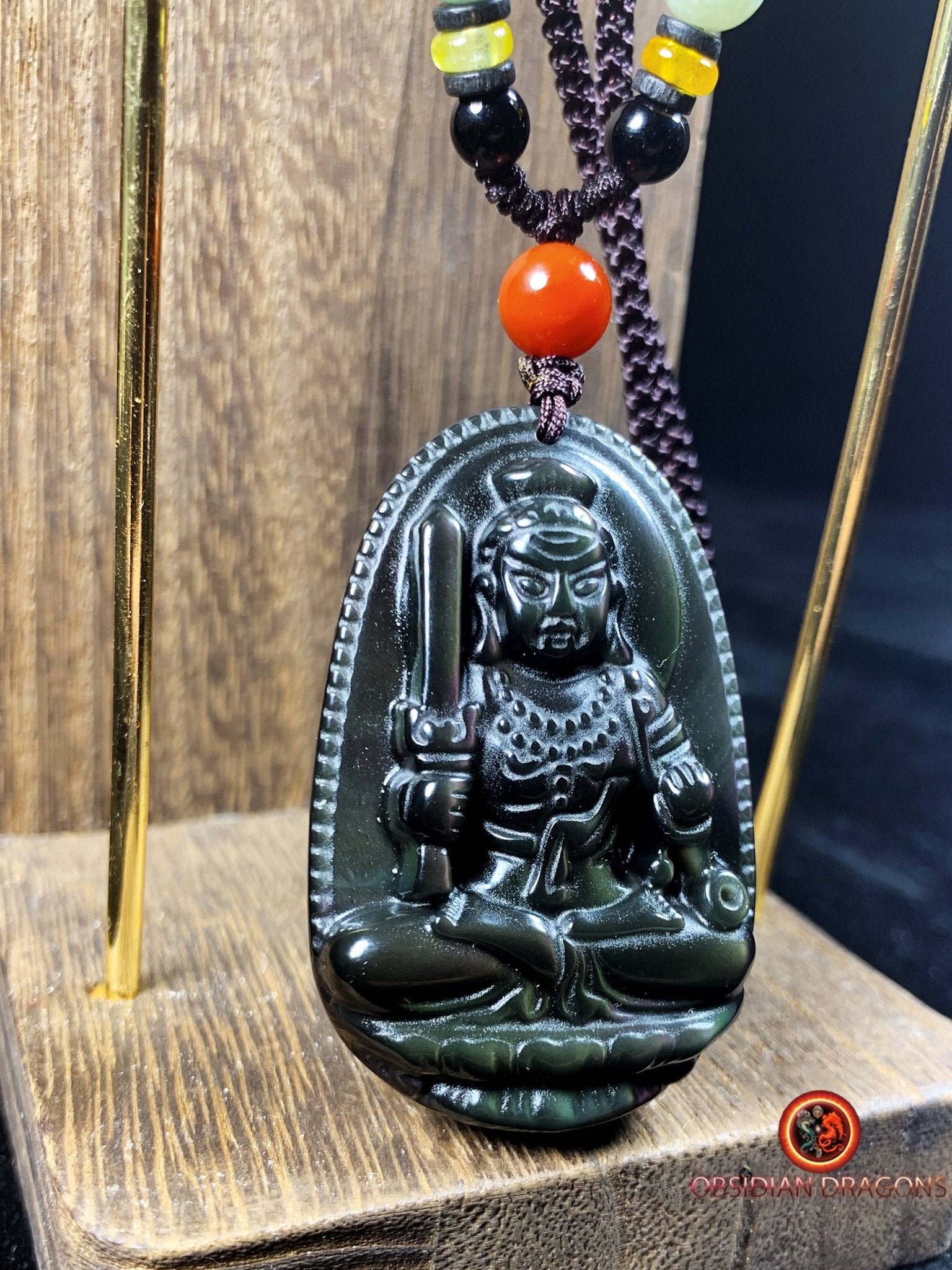 Pendentif bouddha en obsidienne- Acala