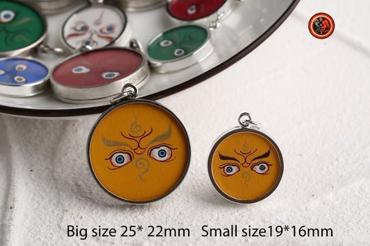 pendentifs bouddha, tangka de protection bouddhiste tibétain. Yeux de bouddha paix et bonne chance tangka artisanal par maitre spécialisé. - obsidian dragon
