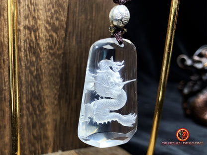 Pendentifs dragon et phénix en cristal- Harmonie du Yin et du Yang