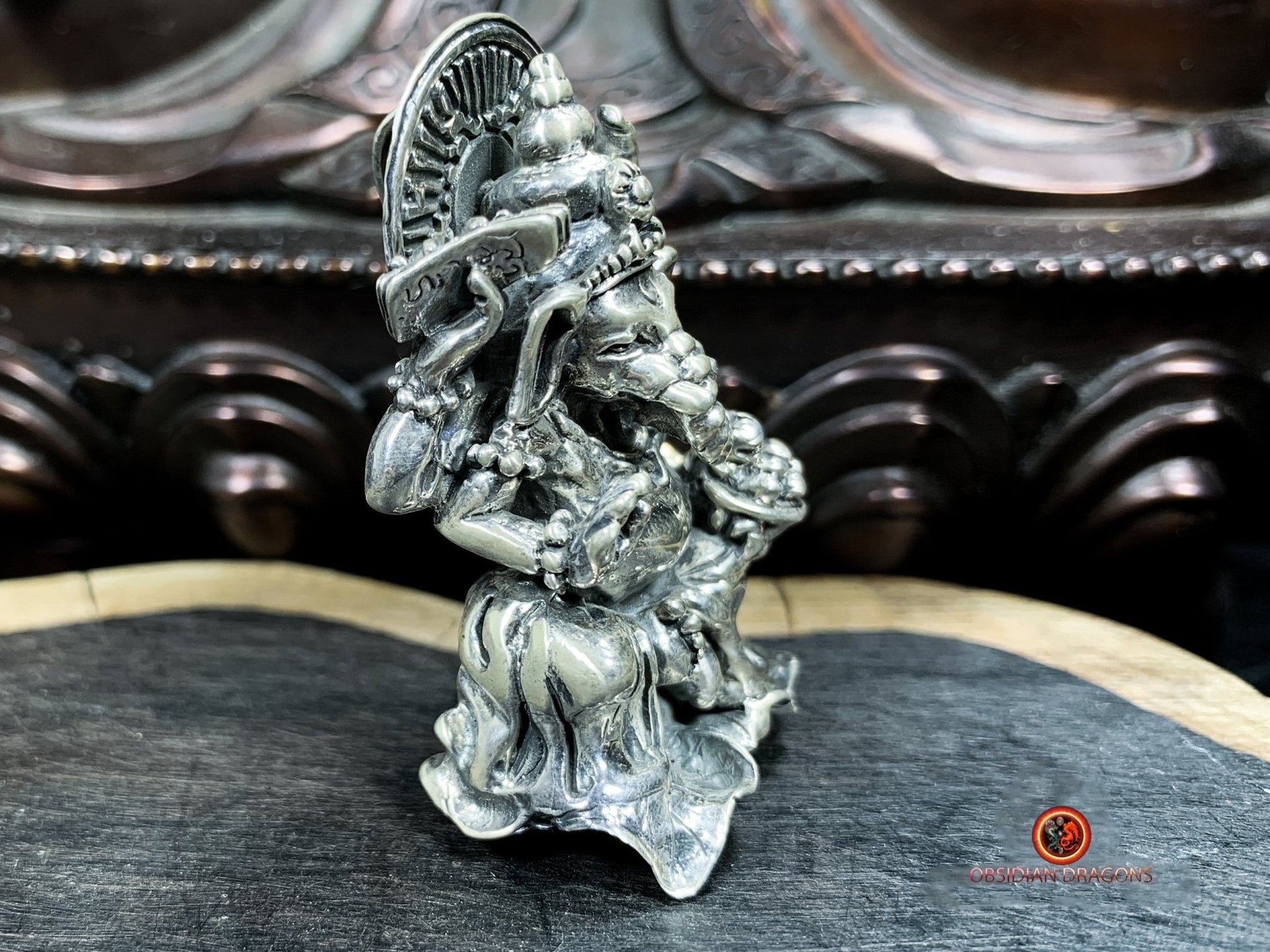 Grand pendentif de Ganesh- Détruire les obstacles- Argent