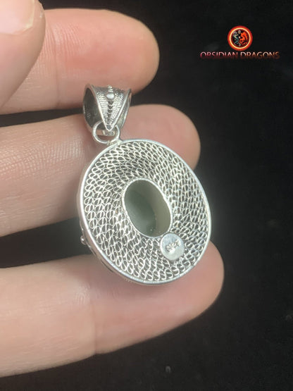 Pendentif Jade- Argent filigrané- Dynastie Qing | obsidian dragons