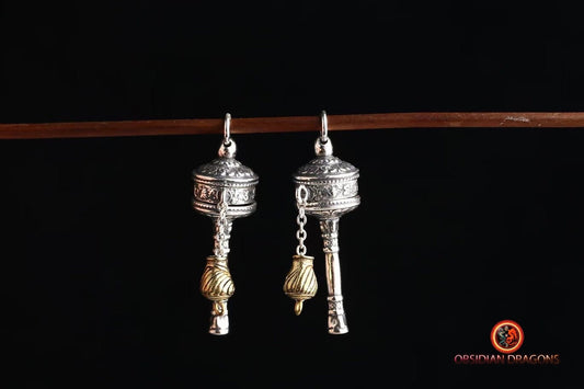 pendentif moulin à prière tibétain- Bénédiction Portable