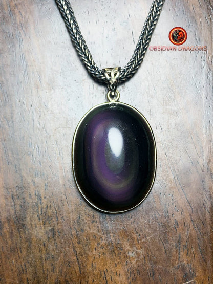 Pendentif en obsidienne oeil celeste- Argent 925 - obsidian dragons