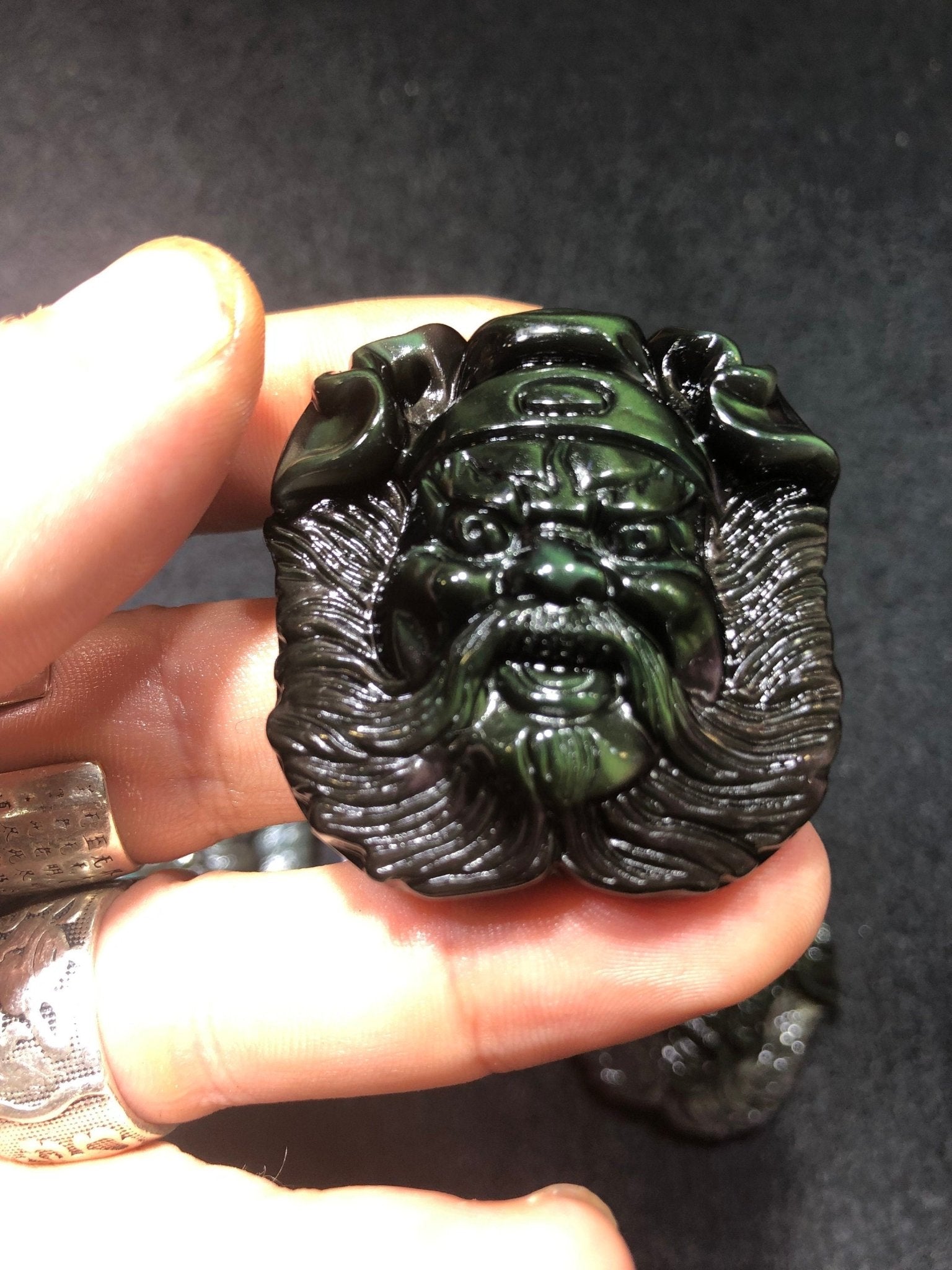 pendentif Exorciste Taoïste Zhong Kui. Obsidienne oeil celeste qualité A+ - obsidian dragon