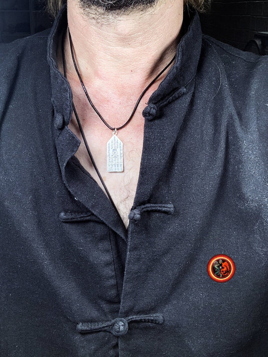 pendentif sak yant bouddhiste thaïlandais, amulette, talisman. Dok Mai Sawan Argent 925. Unalomes recto verso. Argent 925 poinçonné - obsidian dragon