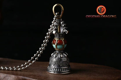 pendentifs de protection bouddhiste vajra et/ou cloche. Amulettes vajrayana tibétaines. - obsidian dragon
