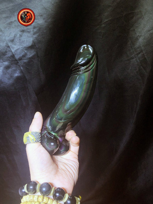 sculpture de phallus en obsidienne oeil celeste. Entièrement sculpté à la main. Pièce unique Obsidienne de qualité A+ - obsidian dragon