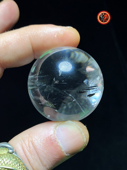 Sphère, boule de cristal. Cristal de Roche du Bresil, qualité excellente. Beaux givres en inclusions. Cristal de roche naturel. 0,080kg - obsidian dragon