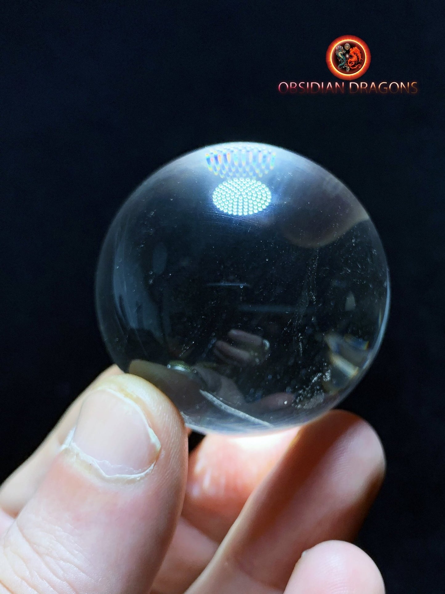Sphère, boule de cristal. Cristal de Roche du Bresil, qualité excellente. Beaux givres en inclusions. Cristal de roche naturel. 0,137kg - obsidian dragon