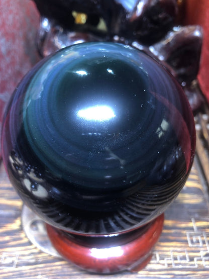 Grande sphère en obsidienne œil céleste - Unique - 9.16cm