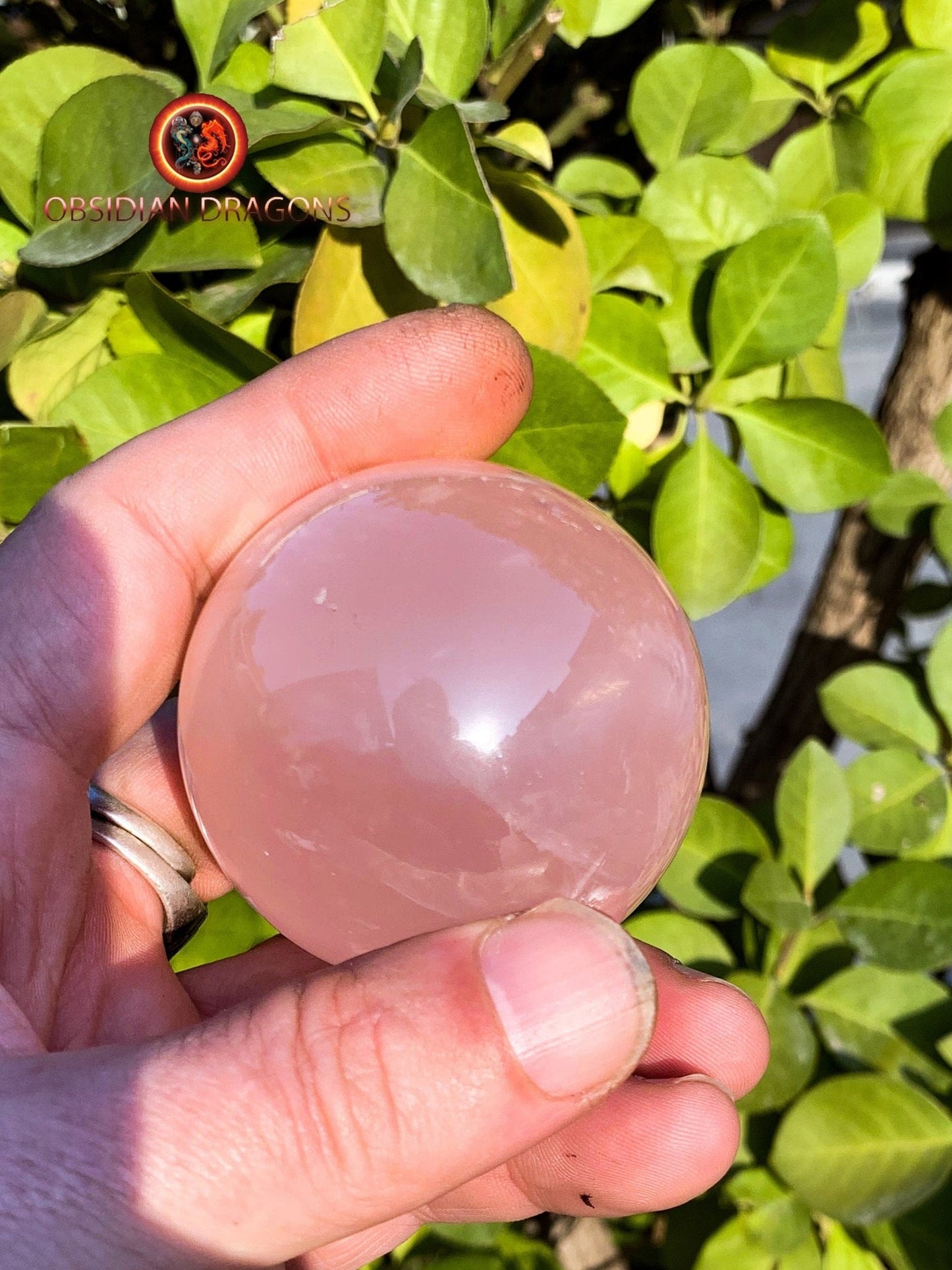 Sphère, quartz rose étoilé, quartz rose astérié ou quartz rose astérisé. Provenance du Mozambique. quartz rose naturel. 55mm de diamètre - obsidian dragon