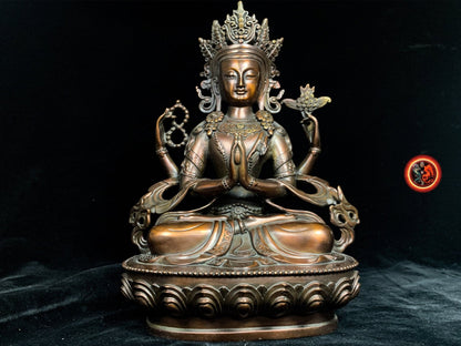 statuette bouddhiste en bronze- Chenrezig en posture de Powa