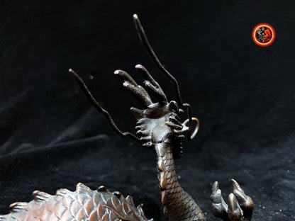 Statuette dragon en bronze- Protection Feng shui | obsidian dragons